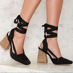 Jeffrey Campbell Nunez ankle tie block heel